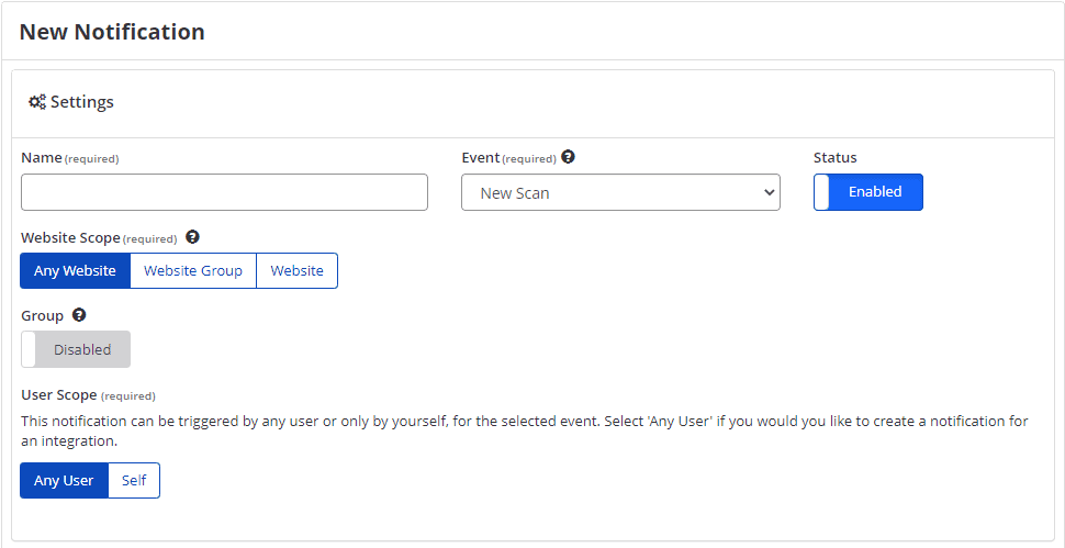 New notification scopes in Invicti Enterprise