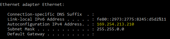 Finding the laptop's IP address from the command line