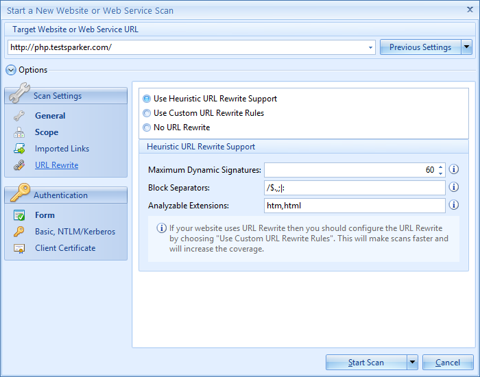 Automatic Configuration of URL Rewrite Rules in Netsparker Web Application Security Scanners